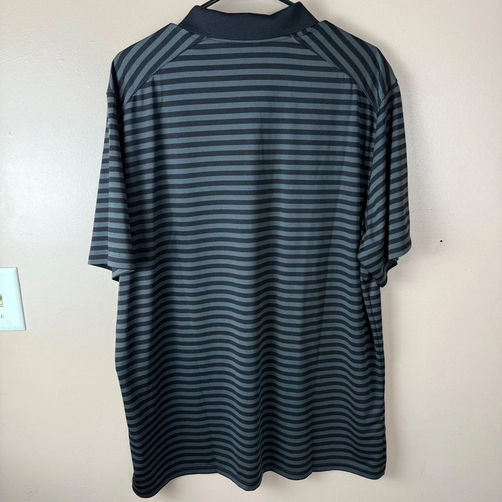 Nike Golf Dri-Fit Men's‎ XL Black Gray Stripe Polo Shirt Performance Golf Shirt